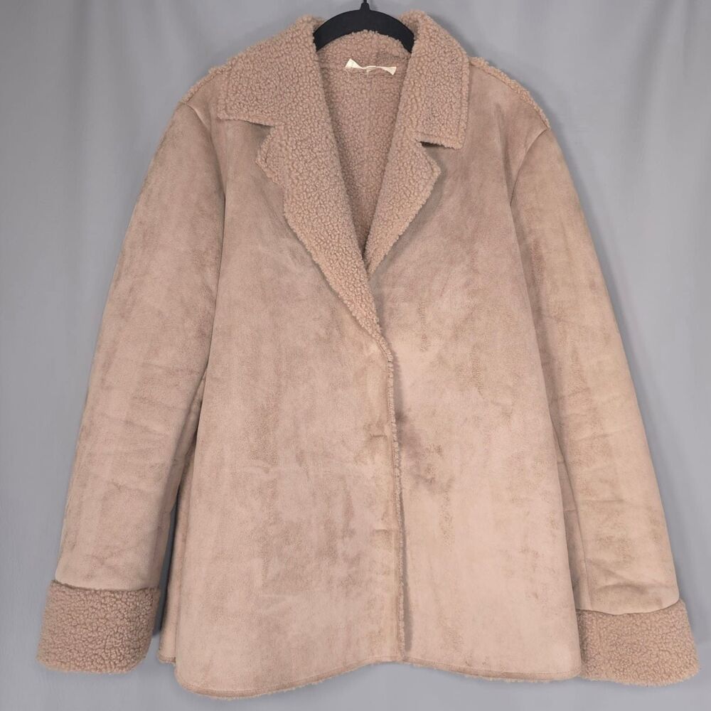 ANTHROPOLOGIE‎ SOLITAIRE Women's Faux Shearling LARGE Sherpa Lined Coat 19-268